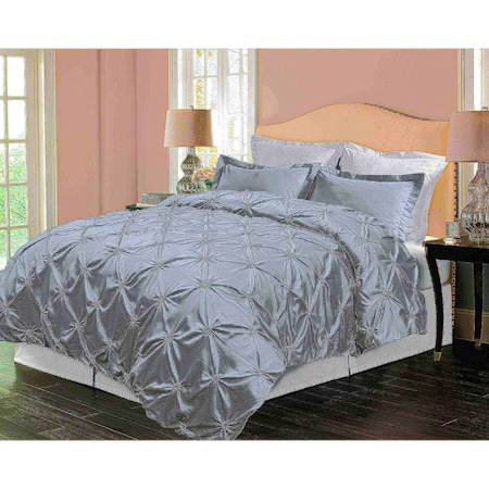 Hotel Grand Pintuck Down-Alternative Comforter Set, Grey, Full/Queen 174711